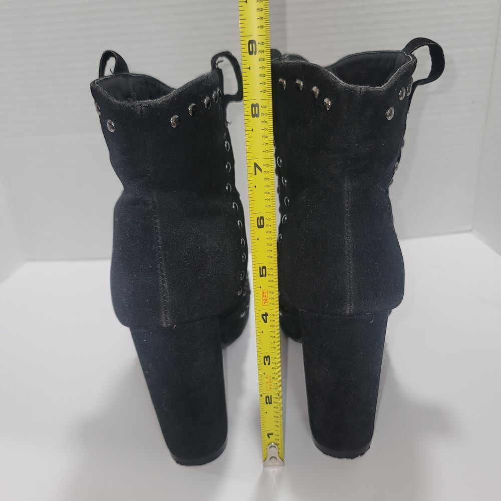 Rue 21 Etc Chunky High Heeled Black Studded Ankle Boots Moto Goth Biker Size 8/9 - Picture 3 of 9
